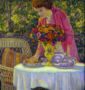 The Tea Party with The Artist's Daughter Lois By Wilson H Irvine