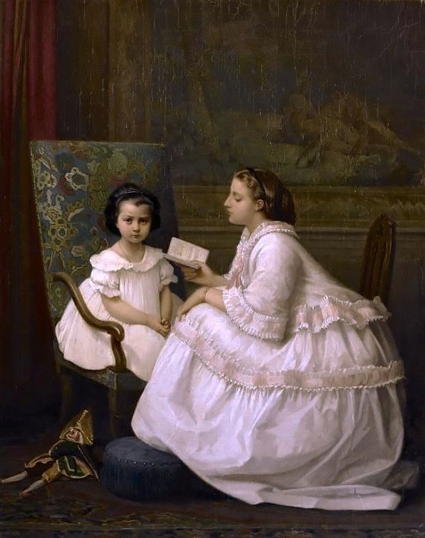 The Lesson by Auguste Toulemouche | Oil Painting Reproduction