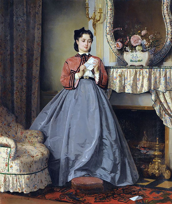 The Love Letter 1890 by Auguste Toulemouche | Oil Painting Reproduction