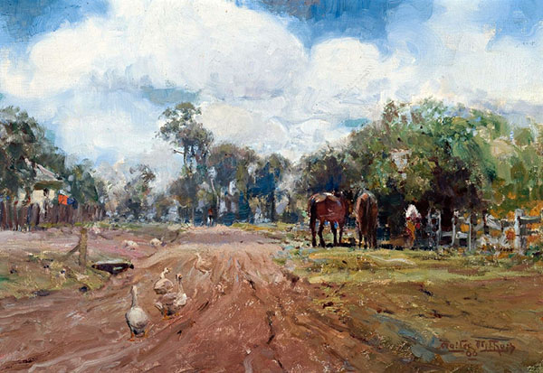 On The Eltham Road 1906 by Walter Withers | Oil Painting Reproduction