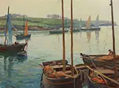 Coastal Inlet with Boats By Wilson H Irvine
