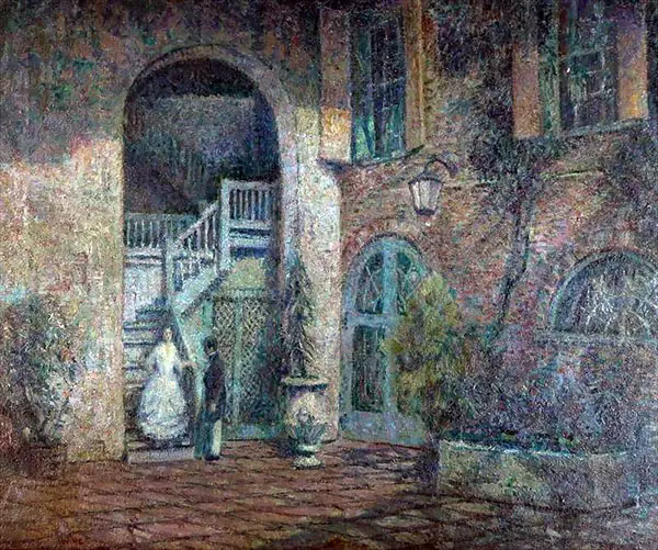 Evening Brulatour Courtyard New Orleans 1928 By Wilson H Irvine