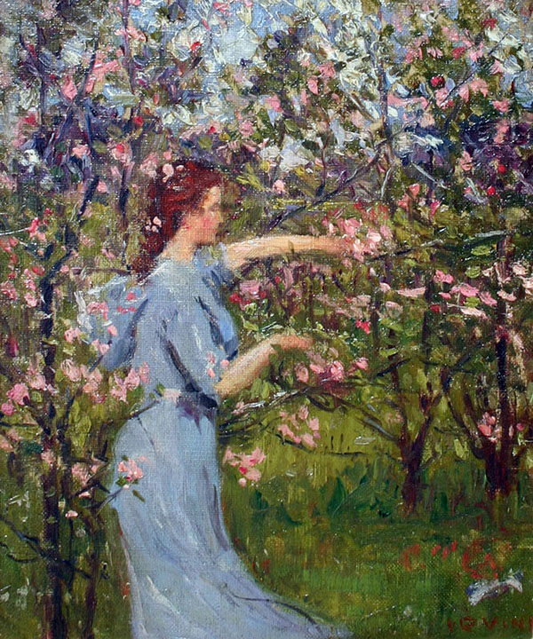 Woman in Orchard by Wilson H Irvine | Oil Painting Reproduction