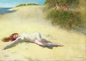 Sleeping Nude on a Beach By Pierre Carrier Belleuse