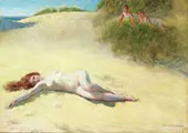 Sleeping Nude on a Beach By Pierre Carrier Belleuse