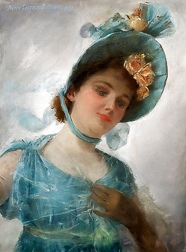 The Summer Bonnet by Pierre Carrier Belleuse | Oil Painting Reproduction