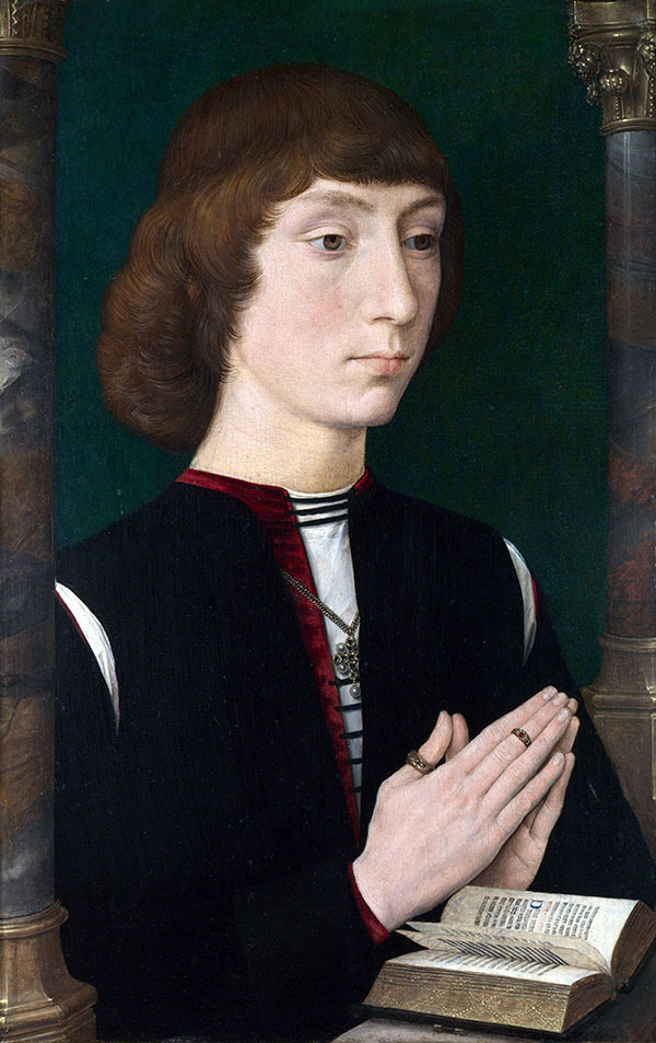 Young Man at Prayer 1475 by Hans Memling | Oil Painting Reproduction