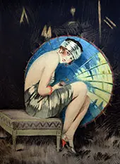 Blue Parasol By William Ablett