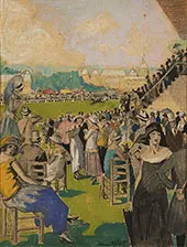 Les Courses a Chantilly Pastel By William Ablett