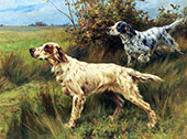 Two English Setters on Point By Thomas Blinks