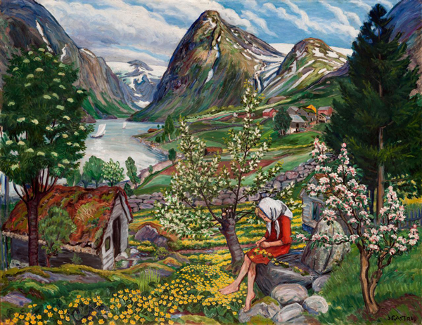 Kari Motif from Sunde 1918 by Nikolai Astrup | Oil Painting Reproduction