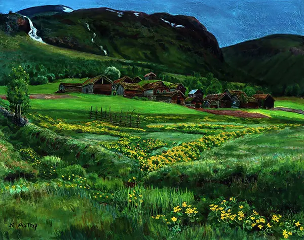 A Night in June and Old Farm Buildings By Nikolai Astrup