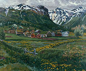 June Night and old Joelster Yard 1910 By Nikolai Astrup