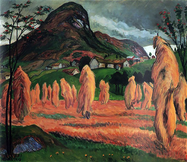 Kornstaur 1920 by Nikolai Astrup | Oil Painting Reproduction