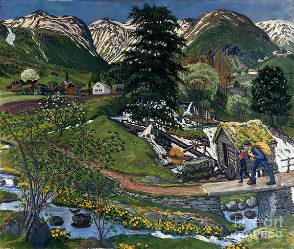 Kvennagong and Joelster Yard by Nikolai Astrup | Oil Painting Reproduction