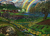 Marsh Marigolds and Double Rainbow By Nikolai Astrup