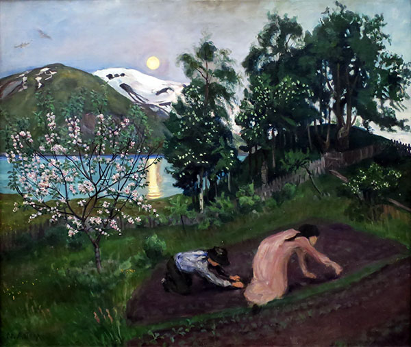 Night in Spring 1909 by Nikolai Astrup | Oil Painting Reproduction