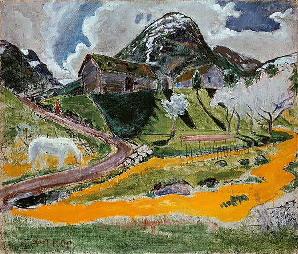 The White Horse in Spring by Nikolai Astrup | Oil Painting Reproduction