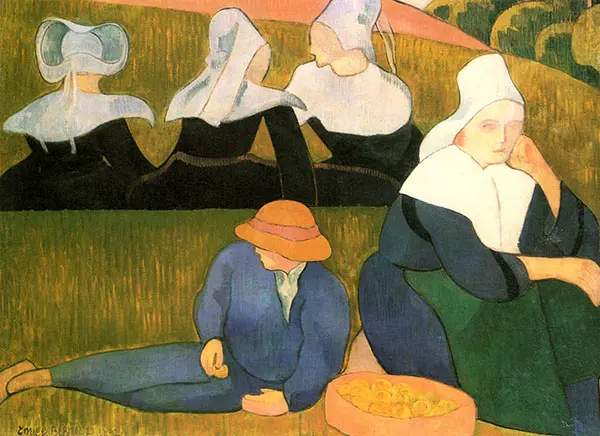 Breton Peasants in a Meadow 1892 By Emile Bernard