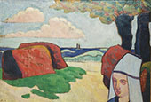 Breton Woman at Haystacks By Emile Bernard