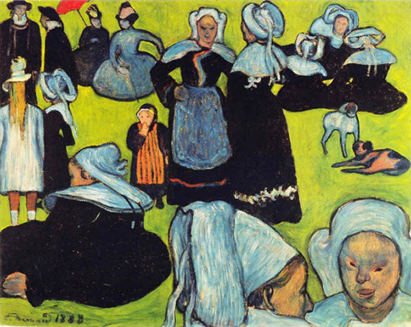 Breton Women in The Meadow by Emile Bernard | Oil Painting Reproduction