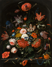 Flowers in a Glass Vase c1670 By Abraham Mignon