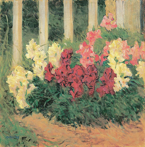 Flowers in Front of a Garden Fence 1909 | Oil Painting Reproduction