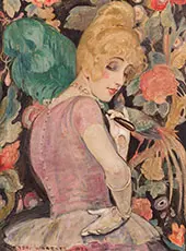Portrait of Lili Elbe with a Green Feather Fan By Gerda Wegener