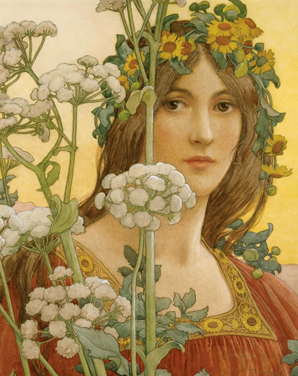 Our Lady of Cow Parsley by Elisabeth Sonrel | Oil Painting Reproduction