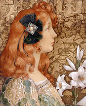 Young Woman with a Lily By Elisabeth Sonrel