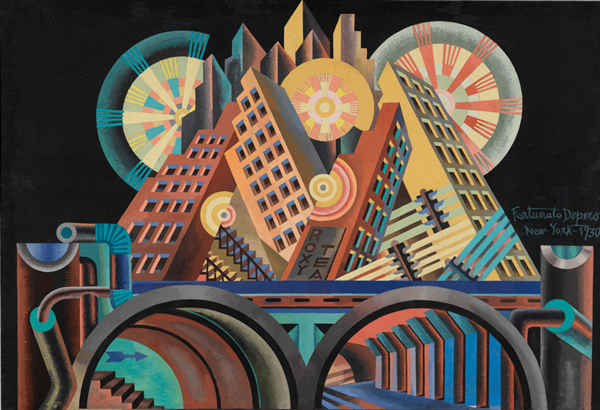Skyscrapers and Tunnels, Fortunato Depero 1930 | Oil Painting Reproduction