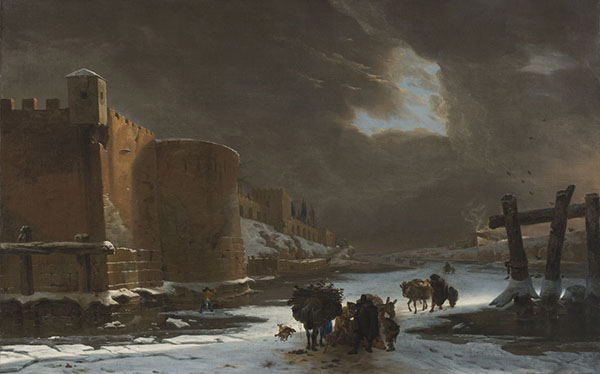 Frozen Moat Outside City Walls 1647 | Oil Painting Reproduction