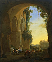 Southern Landscape with Shepherds Beneath a Ruined Arch By Jan Asselyn
