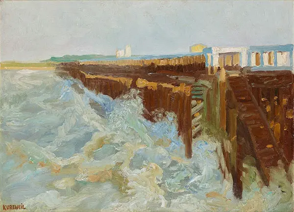 Pier Mit Badekabinen in Italien 1906 By Max Kurzweil
