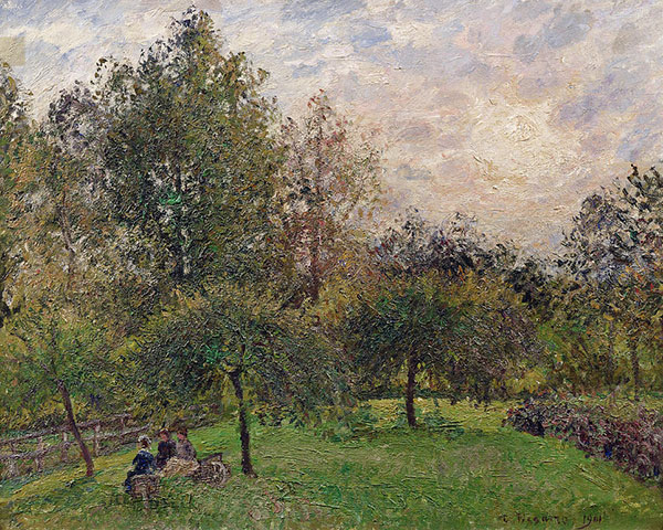 Apple Trees and Poplars in The Setting Sun | Oil Painting Reproduction