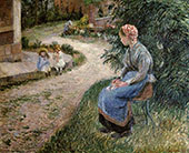 A Servant Seated in The Garden at Eragny By Camille Pissarro