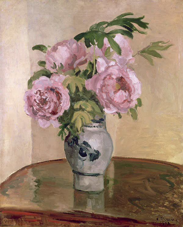 A Vase of Peonies by Camille Pissarro | Oil Painting Reproduction