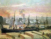 Boats Unloading Wood By Camille Pissarro