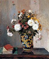 Chrysanthemums in a Chinese Vase By Camille Pissarro