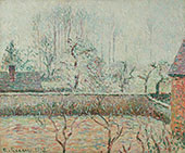 Landscape with Houses and Fence Wall Frost and Mist By Camille Pissarro