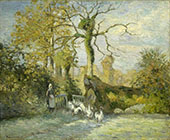 The Goose Girl at Montfoucault White Frost By Camille Pissarro