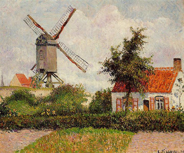 Windmill at Knokke by Camille Pissarro | Oil Painting Reproduction