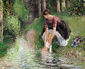 Woman Washing Her Feet in a Brook By Camille Pissarro