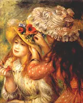 Girls Putting Flowers on Their Hats 1894 By Pierre Auguste Renoir