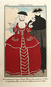 Costumes Parisiens Fashion Illustration No. 56 from Journal des Dames et des Modes 1913 By George Barbier