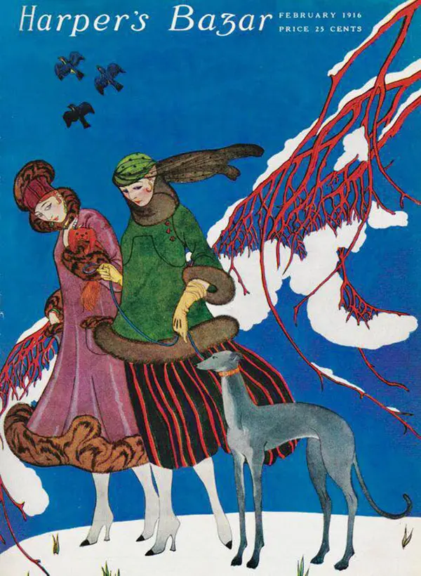 Harper's Bazar Cover February 1916 By George Barbier