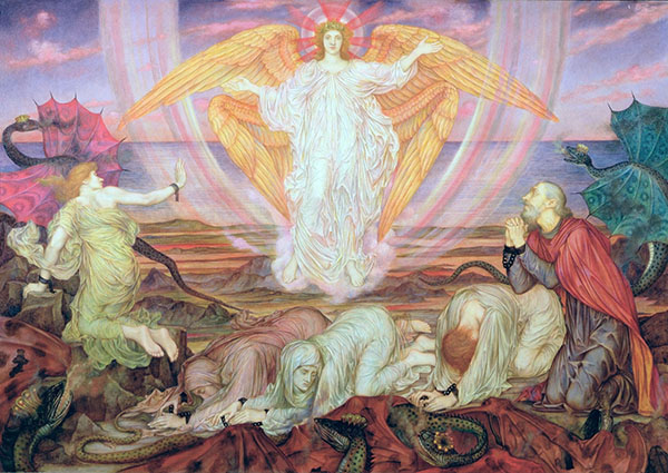 Death of The Dragon 1914 by Evelyn de Morgan | Oil Painting Reproduction