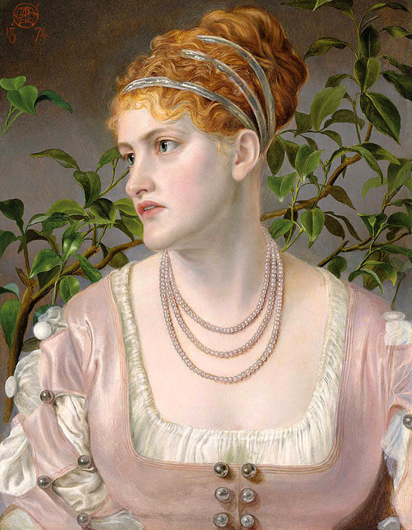 Portrait of Mary Emma Jones Wearing a Pearl Necklace | Oil Painting Reproduction