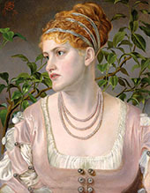 Portrait of Mary Emma Jones Wearing a Pearl Necklace By Frederick Sandys