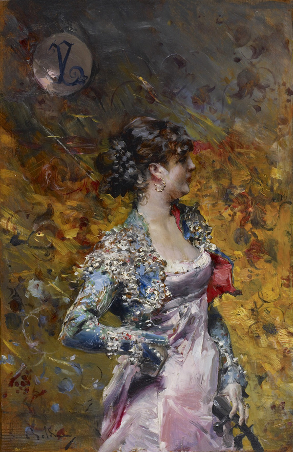 Lady with a Guitar c1873 by Giovanni Boldini | Oil Painting Reproduction